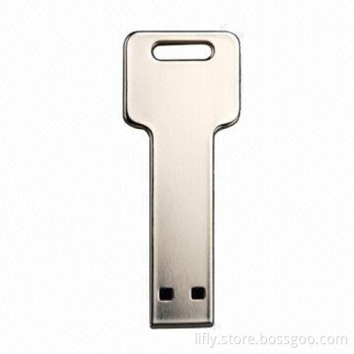 Key USB Flash Drives with Metal Housing, Comes in Silver Color
